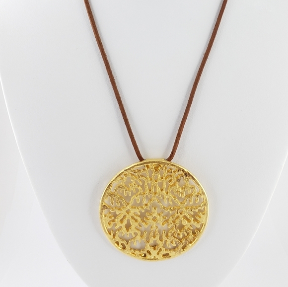 Vintage Elena Cantacuzene Pendant Necklace 18k gold plated filigree - Picture 1 of 10